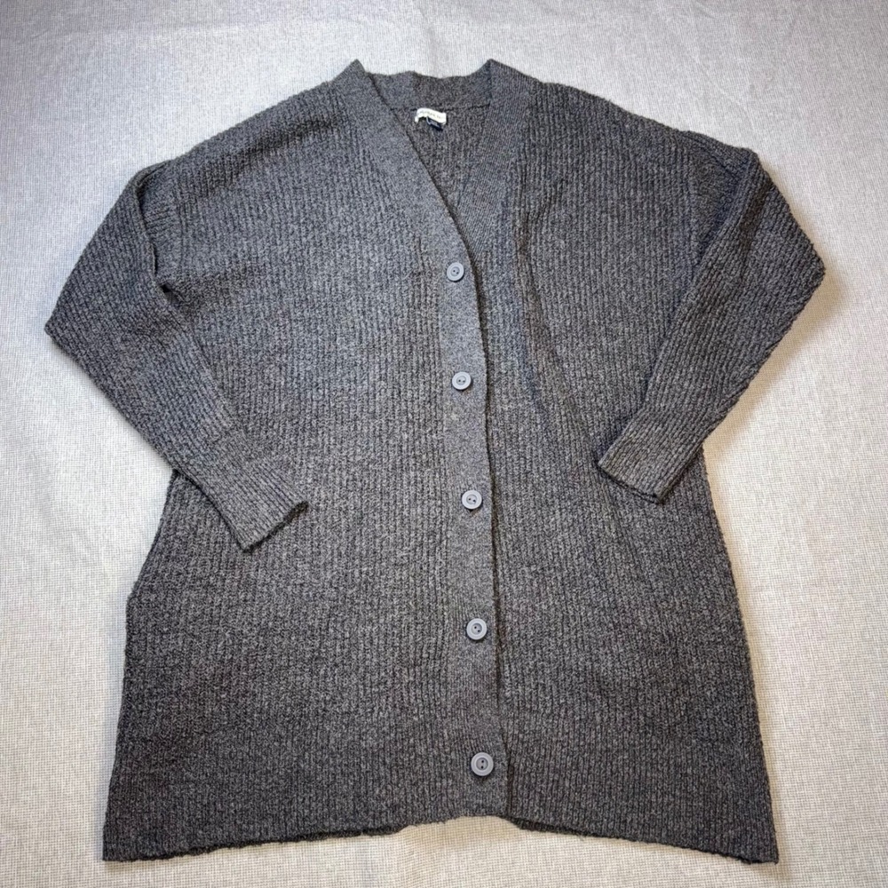 American Eagle Outfitters Womens Gray Longline Button Front Cardigan Sweater S